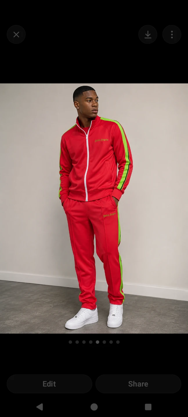 Palm Angels Red Tracksuit Green Stripe Size Medium - photo 2