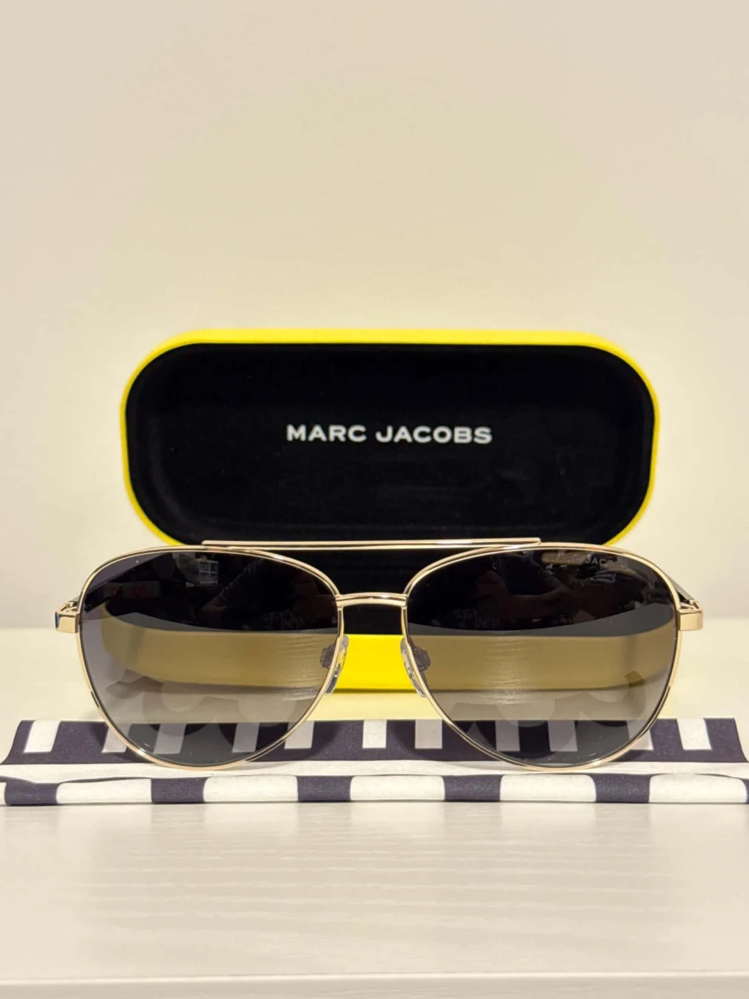 NEW Marc Jacobs MARC 760/S Aviator Sunglasses Gold RHL90 w/ Case