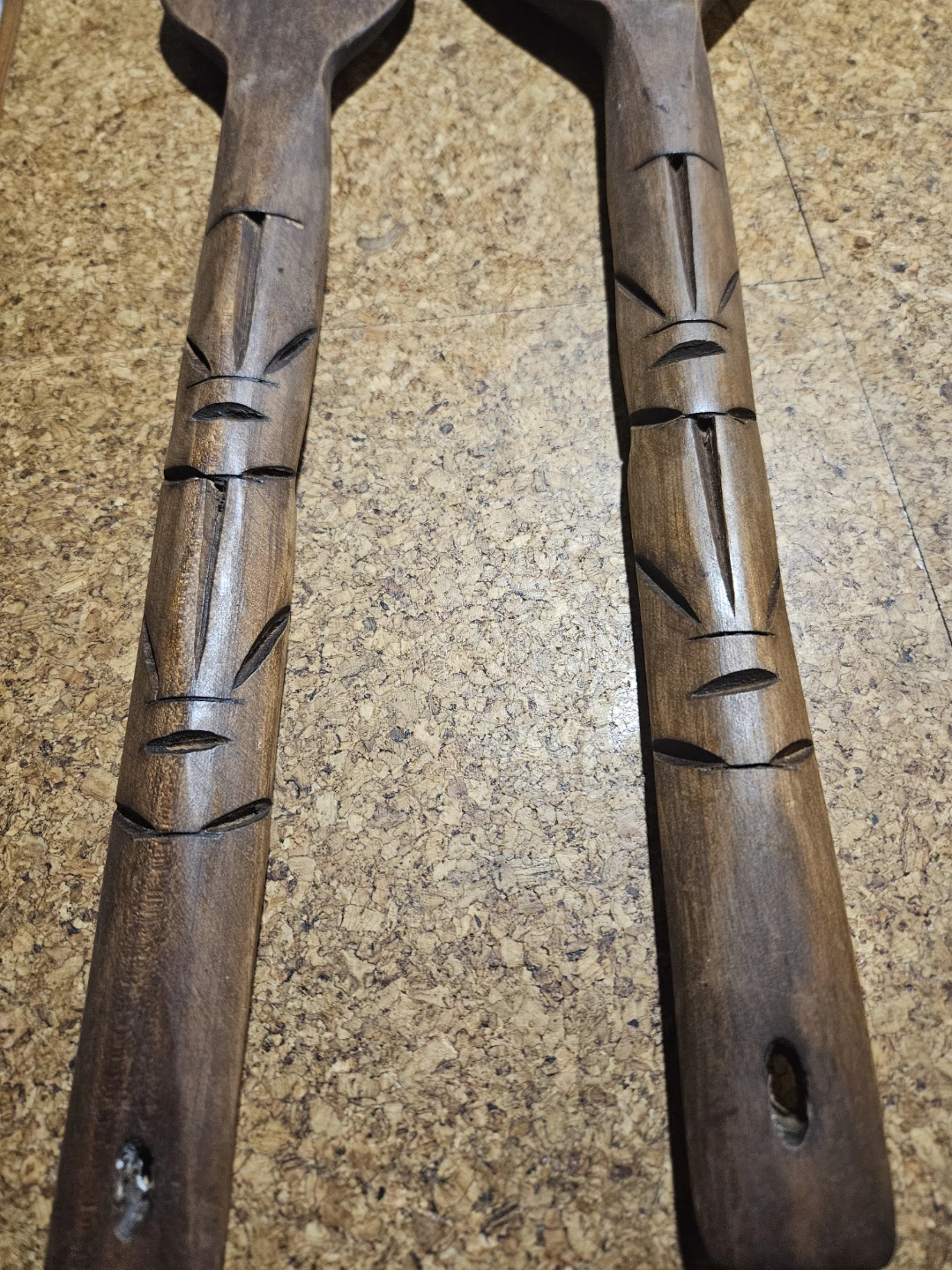 Carved Wooden Spoon and Fork Set - photo 3