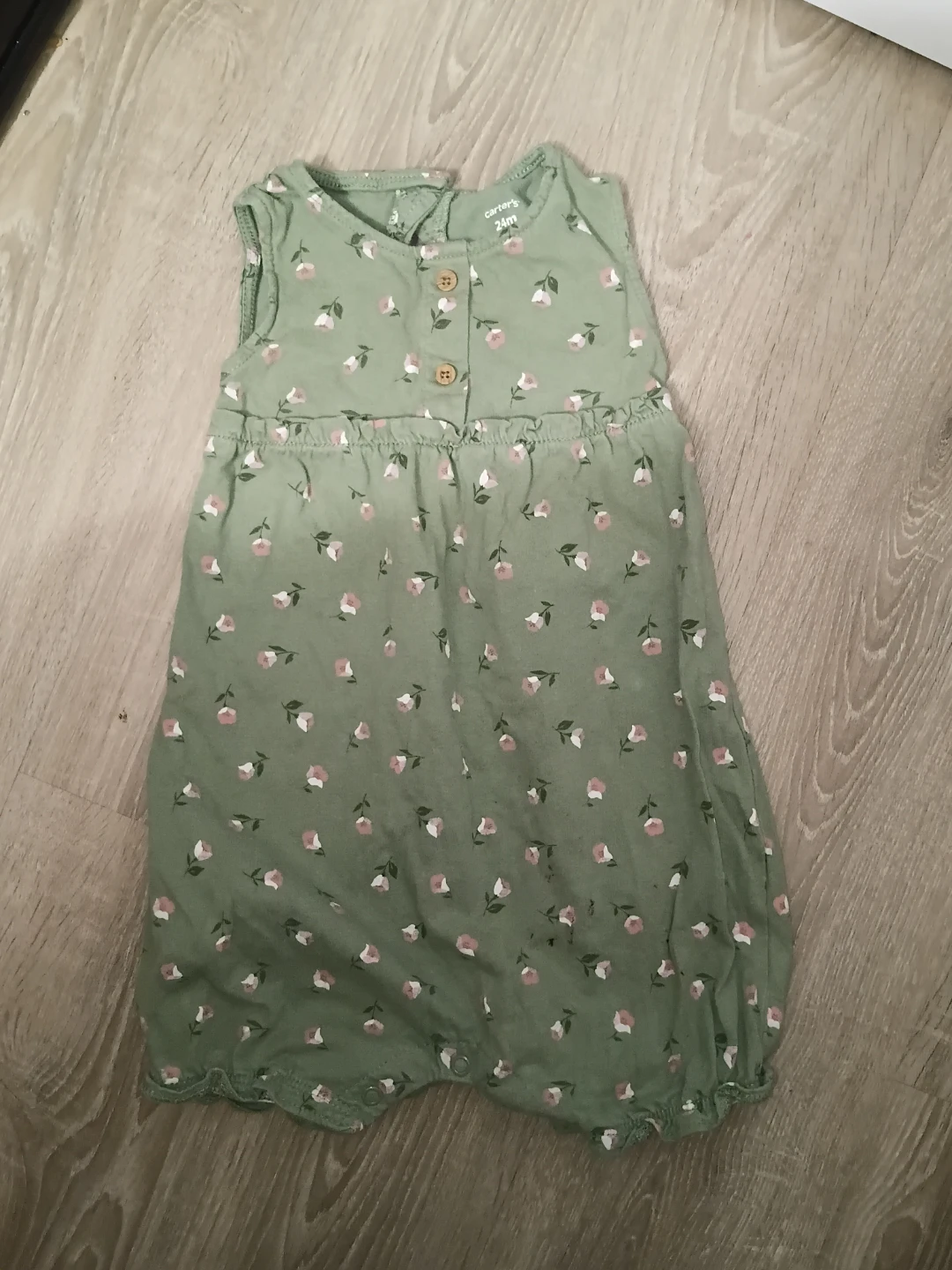 Carter's Baby Girls Green Floral Romper 24M