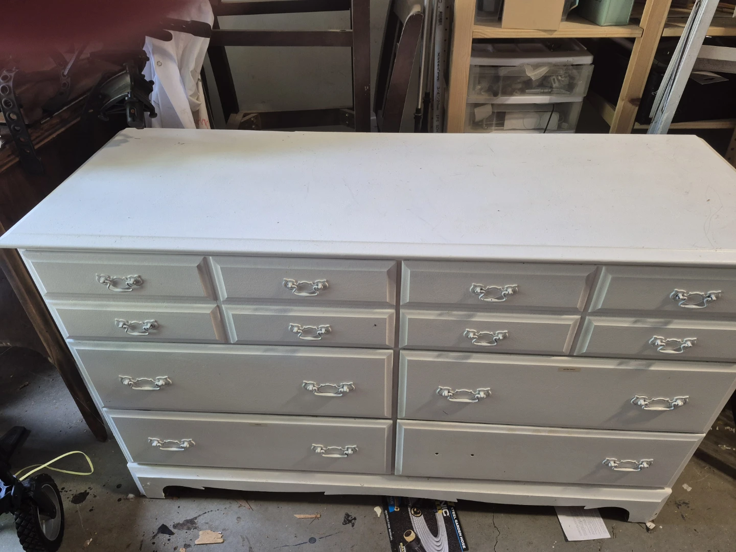 Solid oak White Dresser with 6 Drawers