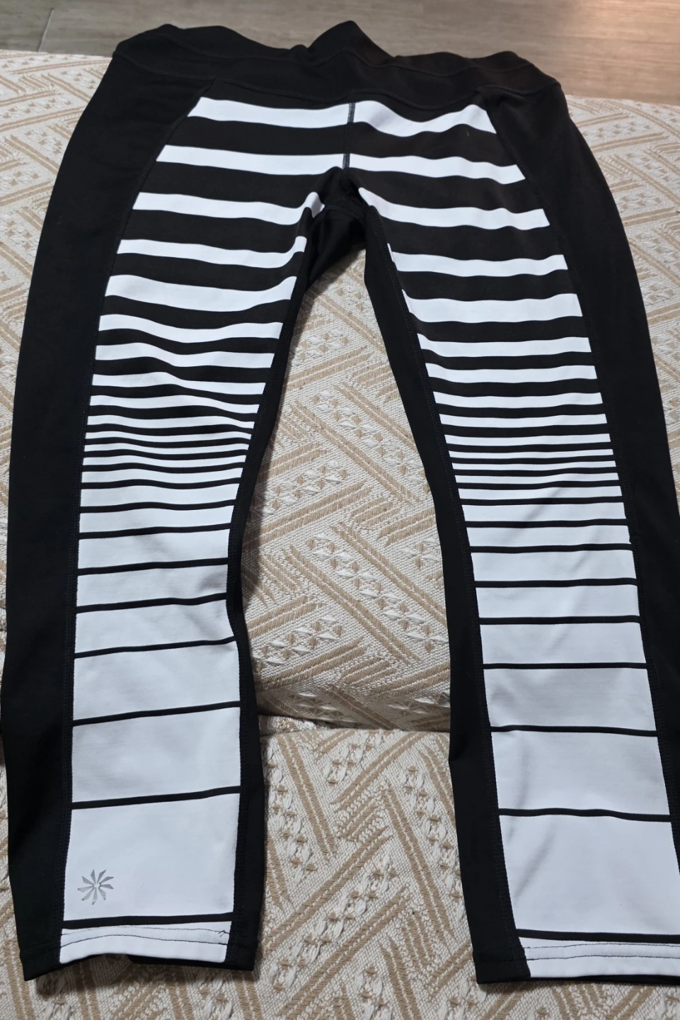 Athleta Black & White Striped leggins