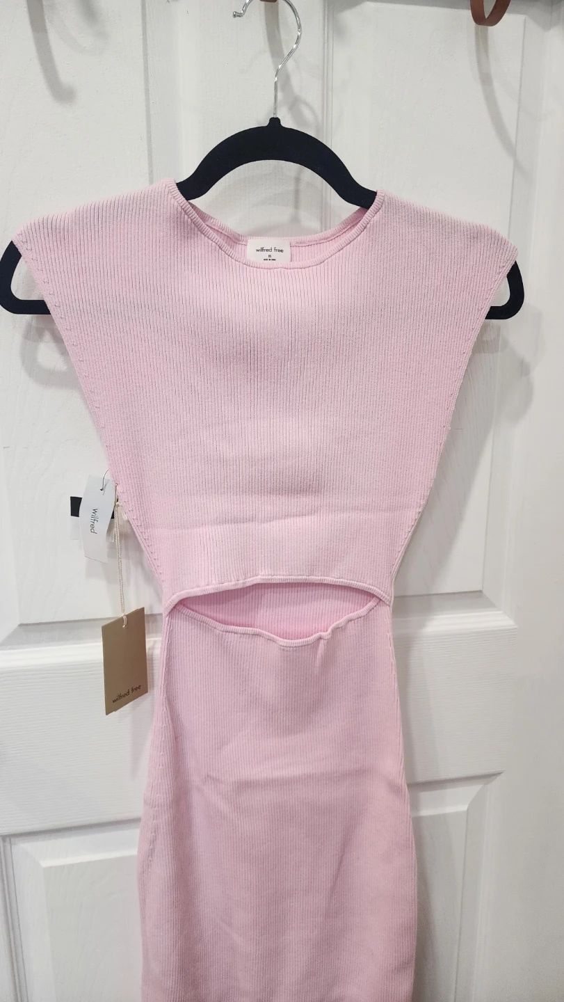 Wilfred Free Pink Ribbed Cutout Dress - photo 3