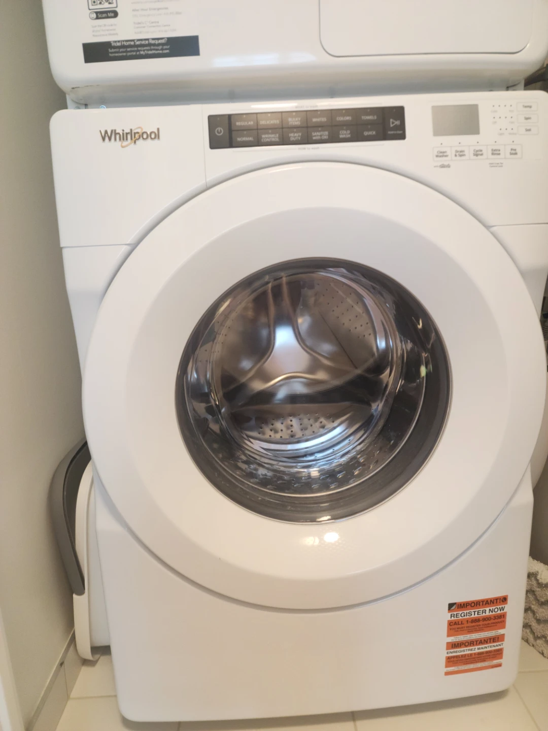 Whirlpool Stackable Washer and Dryer