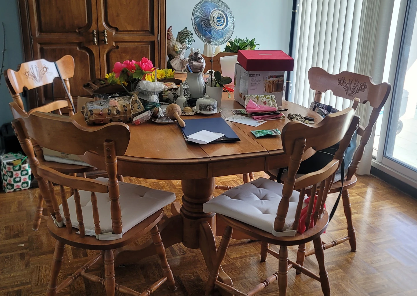 Wooden Dining Table with 4 Chairs