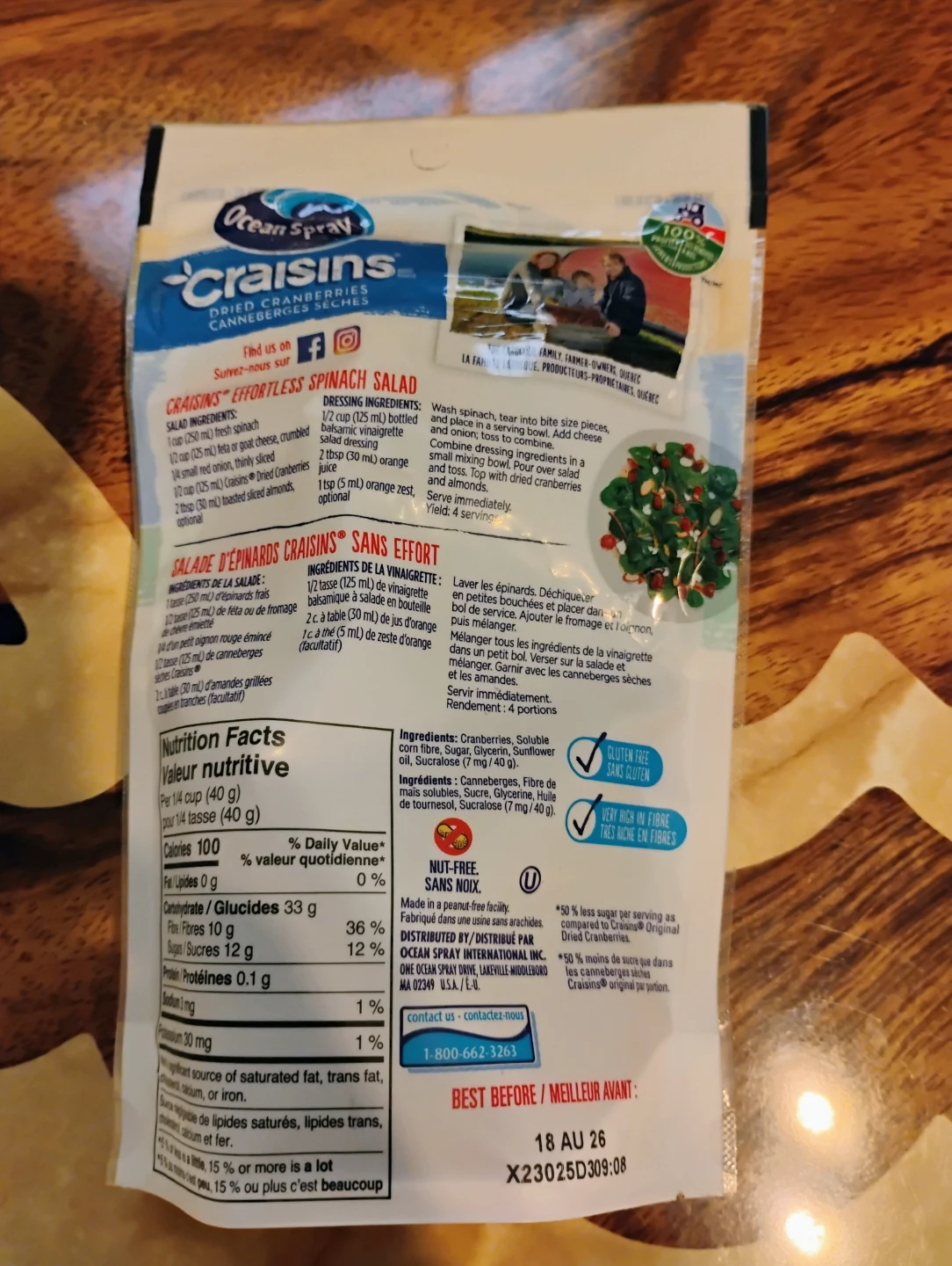 Ocean Spray Craisins Dried Cranberries 50% Less Sugar - photo 2