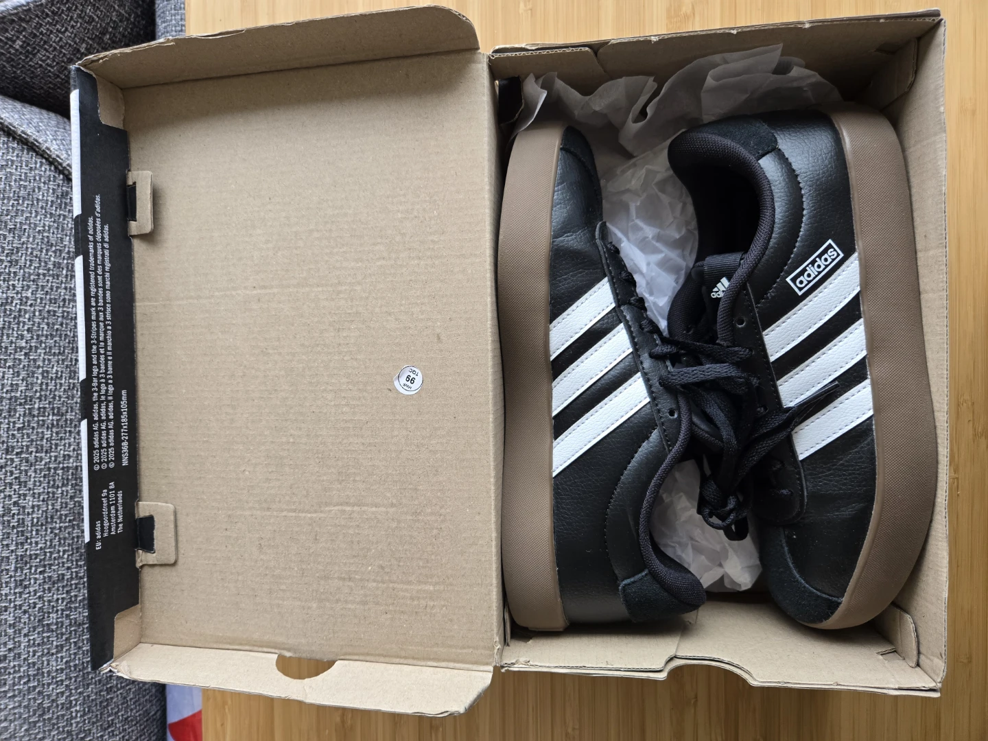 Womens Adidas VL Court 3.0 Black White Sneakers US 6 - photo 2