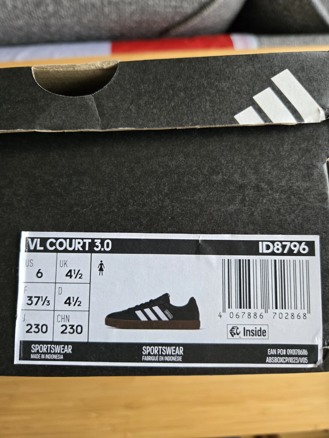 Womens Adidas VL Court 3.0 Black White Sneakers US 6 - photo 5