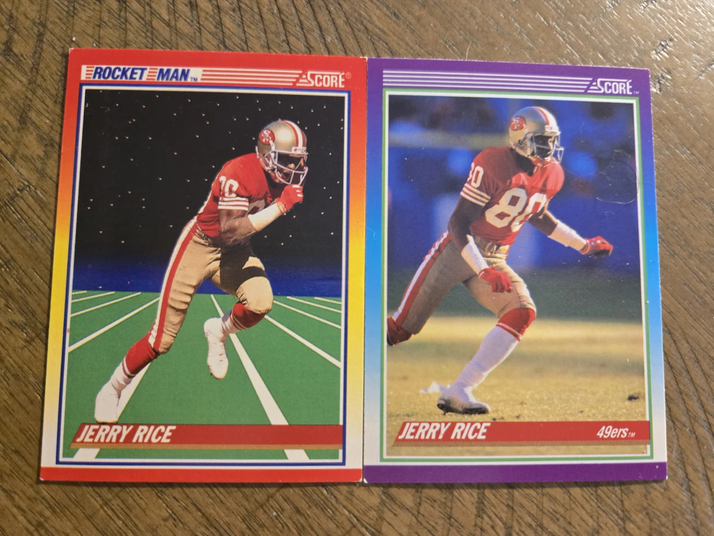 Jerry Rice Football Cards - 1990 Score "Rocket Man" & 1990 Score