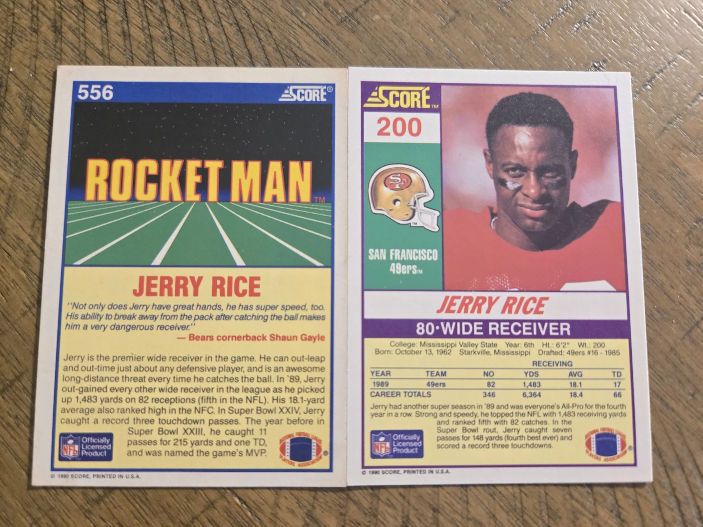 Jerry Rice Football Cards - 1990 Score "Rocket Man" & 1990 Score - photo 2