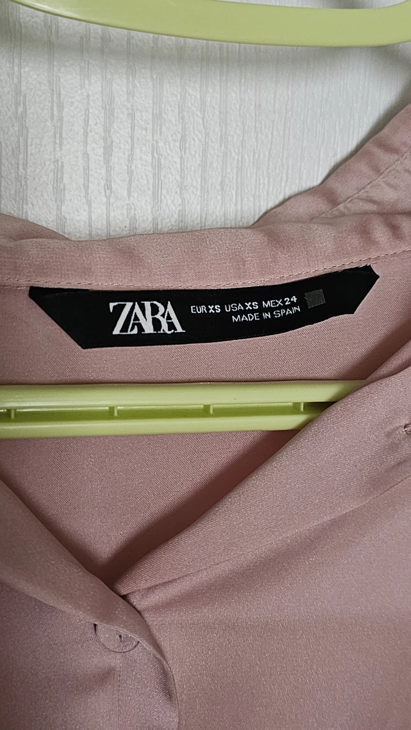 ZARA Pink Satin Button-Up Blouse - Size XS - photo 2