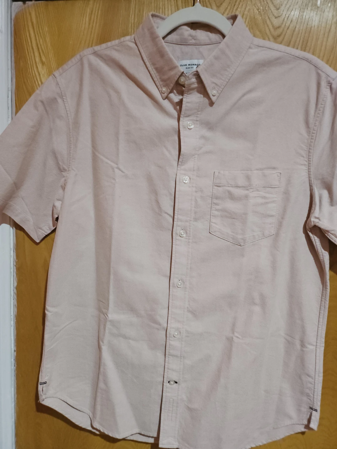Club Monaco Slim Fit Short Sleeve Button Down Shirt - Pink M/M