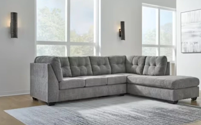 Grey Sectional Sofa with Ottoman