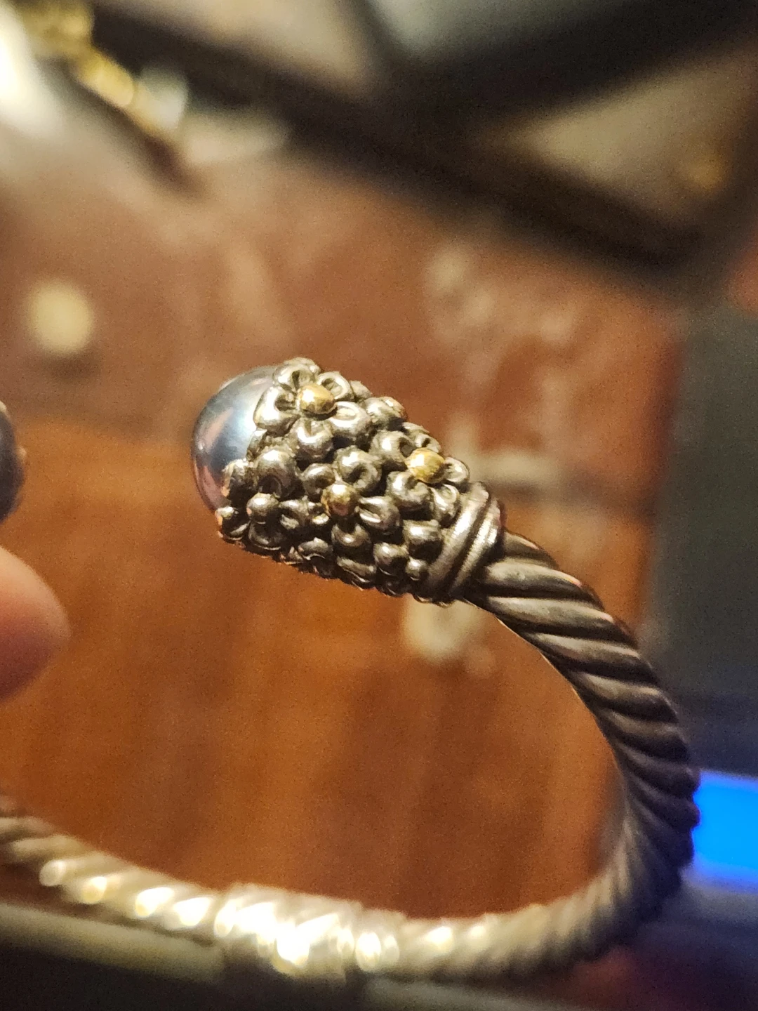 Samuel Benham Twisted Cable Bracelet with Blue Pearl - photo 4