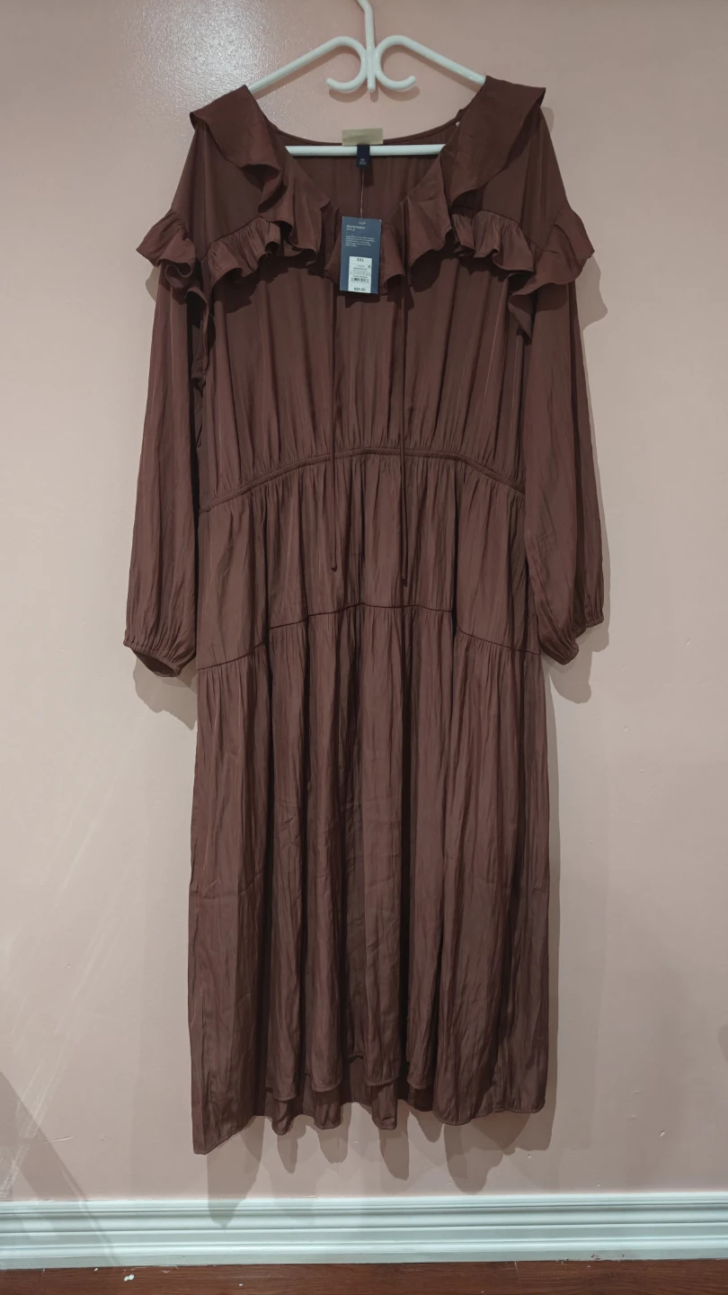 Universal Thread Ruffle Tiered Maxi Dress Brown Size XXL