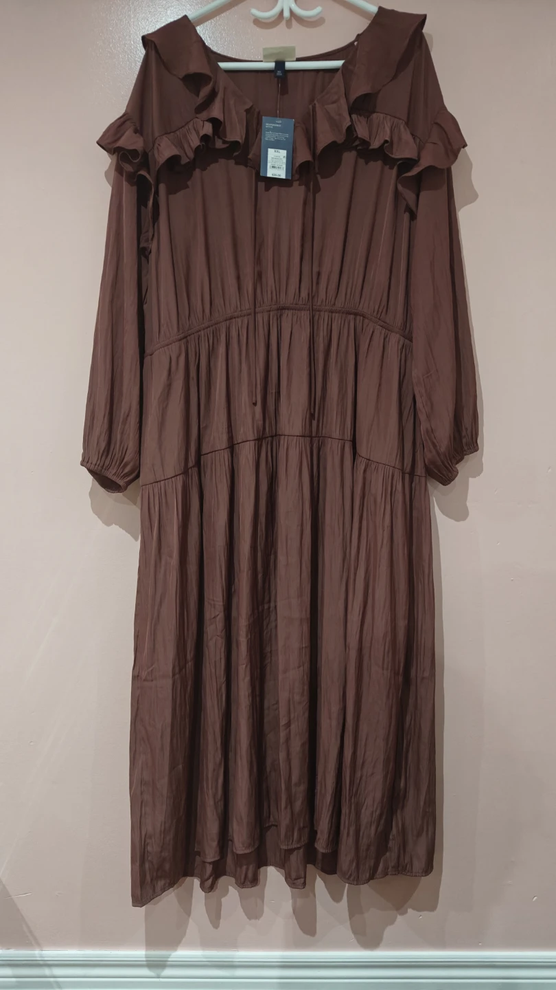 Universal Thread Ruffle Tiered Maxi Dress Brown Size XXL - photo 2