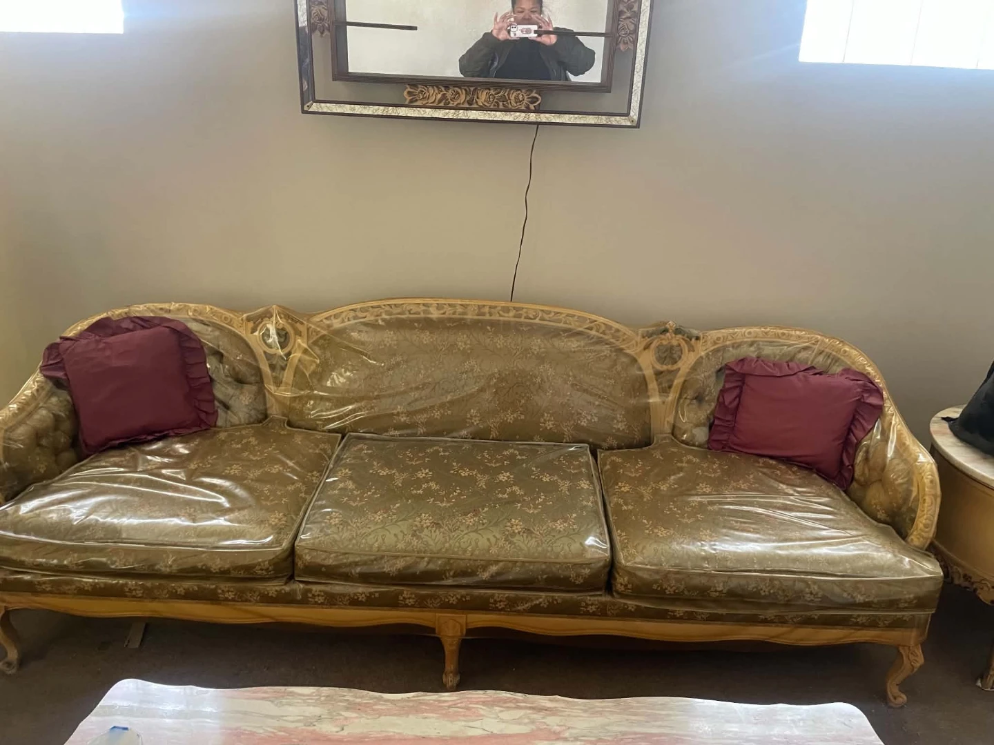 Vintage Ornate Sofa with Floral Pattern