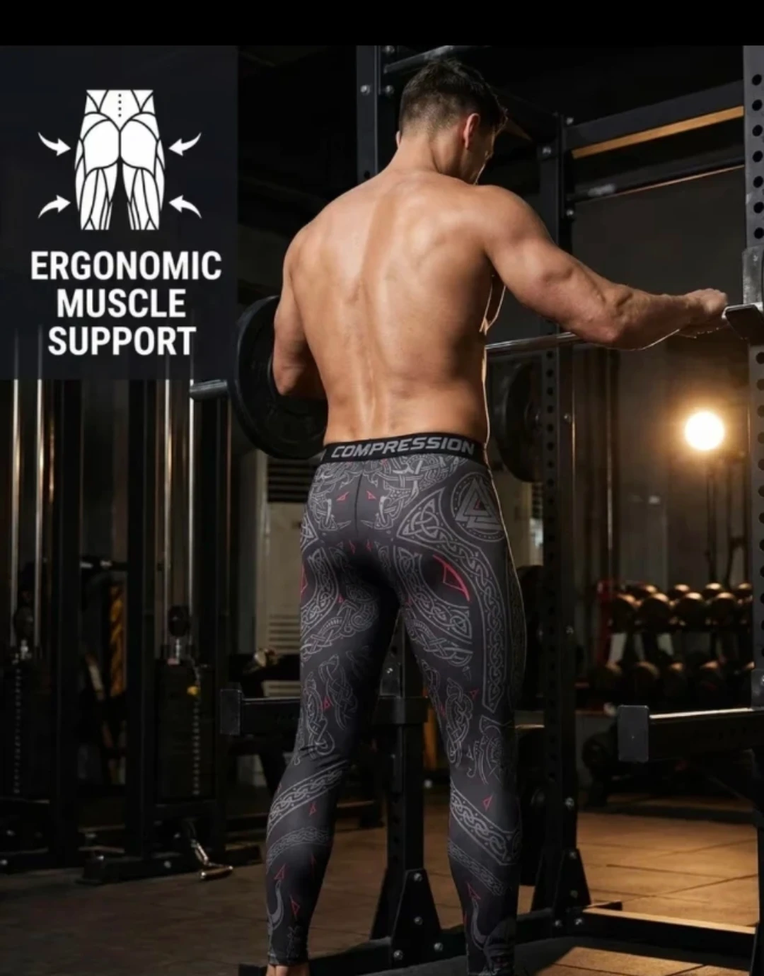 Compression Viking Print Athletic Tights - Size S - photo 2