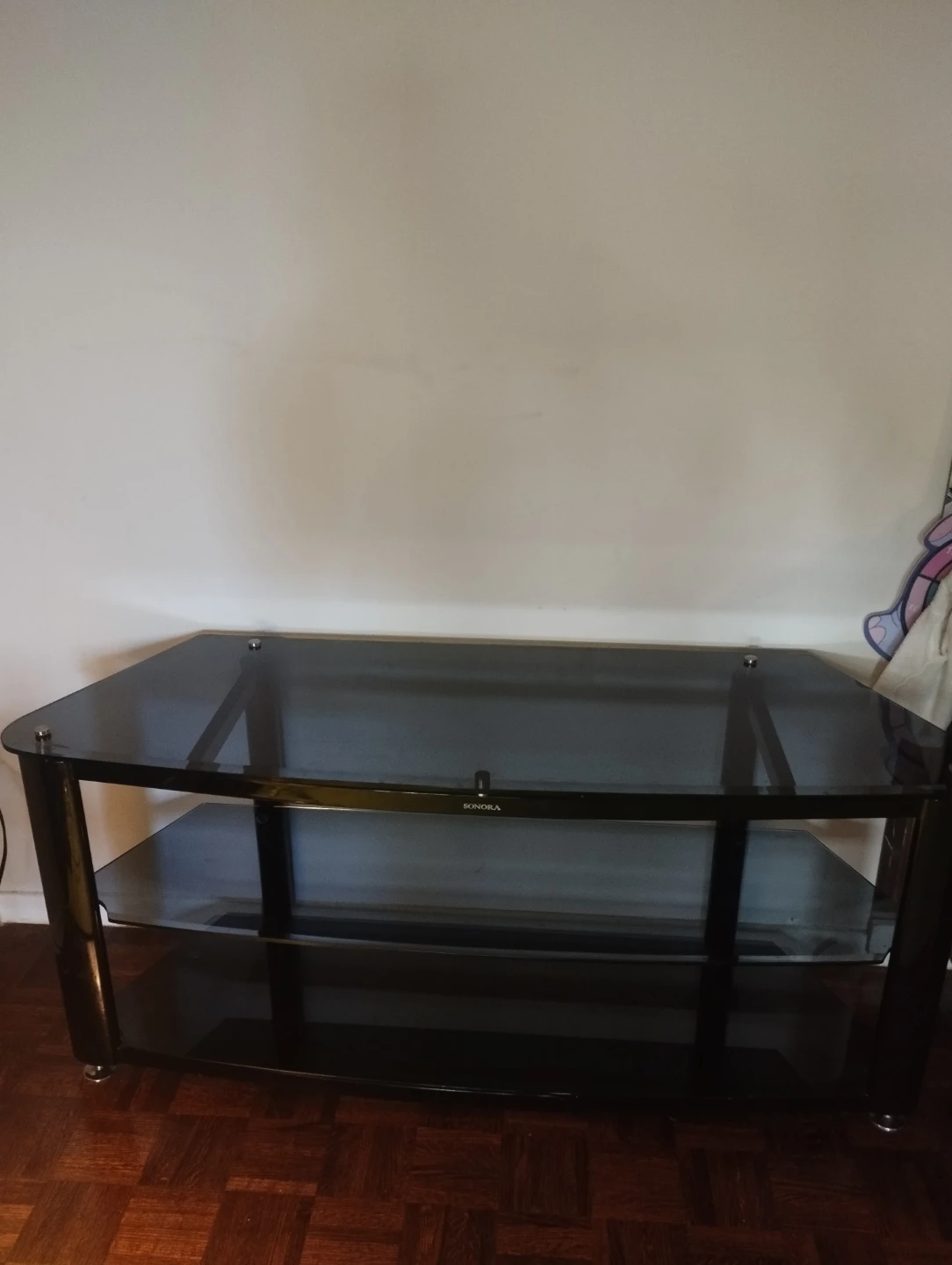 Sonora Black Glass TV Stand with 3 Shelves - photo 2