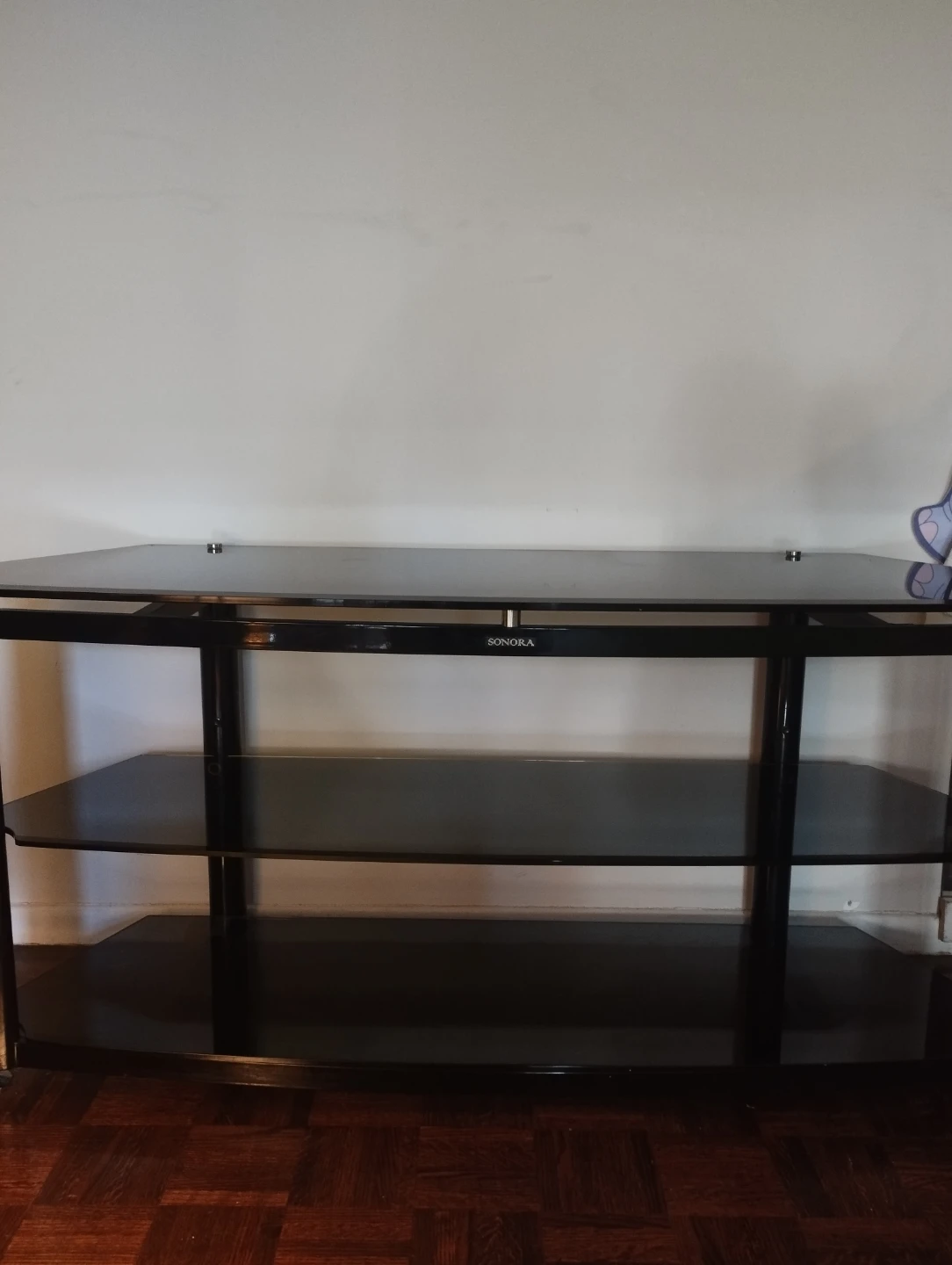 Sonora Black Glass TV Stand with 3 Shelves - photo 3