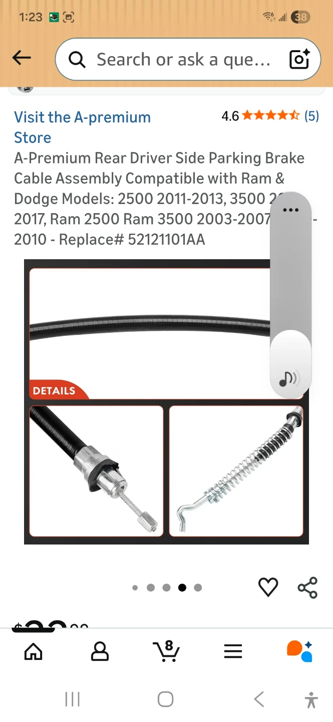 A-Premium Rear Driver Side Parking Brake Cable Assembly - photo 2
