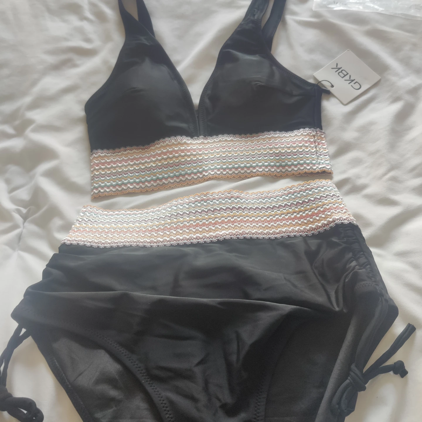 GKBK Black Bikini Swimsuit with Colorful Trim