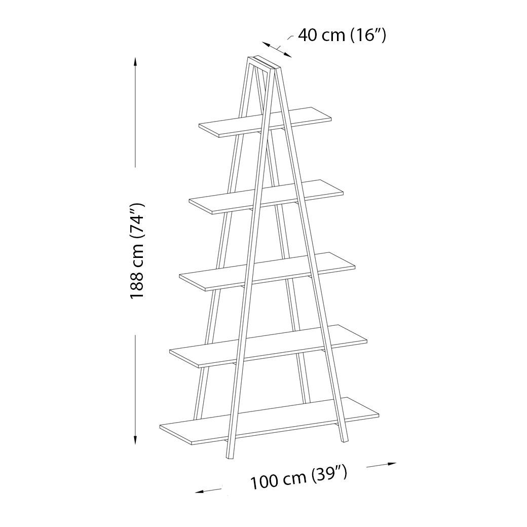 Ladder Bookshelf - 5 Tier A-Frame Display Shelf - photo 3