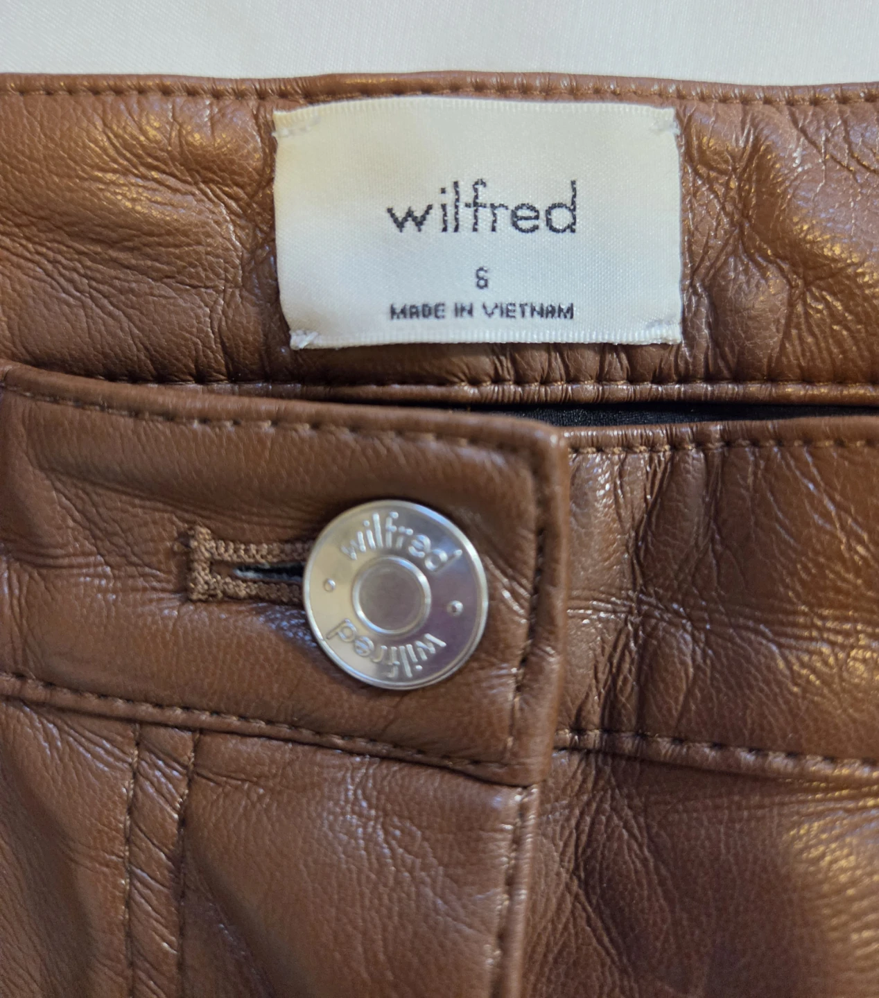 Wilfred Brown Faux Leather Pants Size S - photo 2