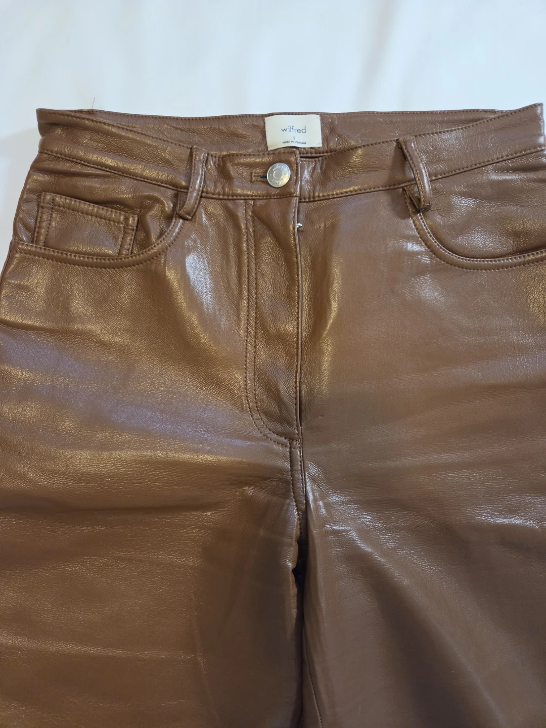 Wilfred Brown Faux Leather Pants Size S - photo 4