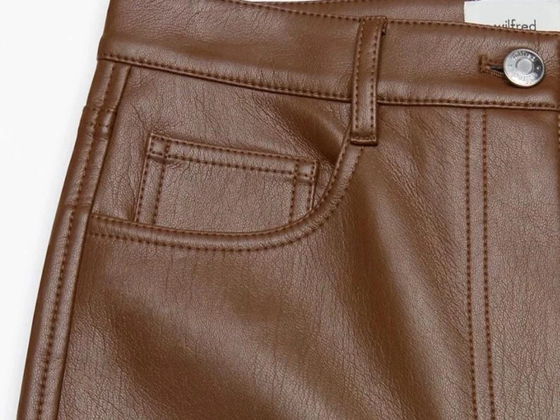 Wilfred Brown Faux Leather Pants Size S - photo 5