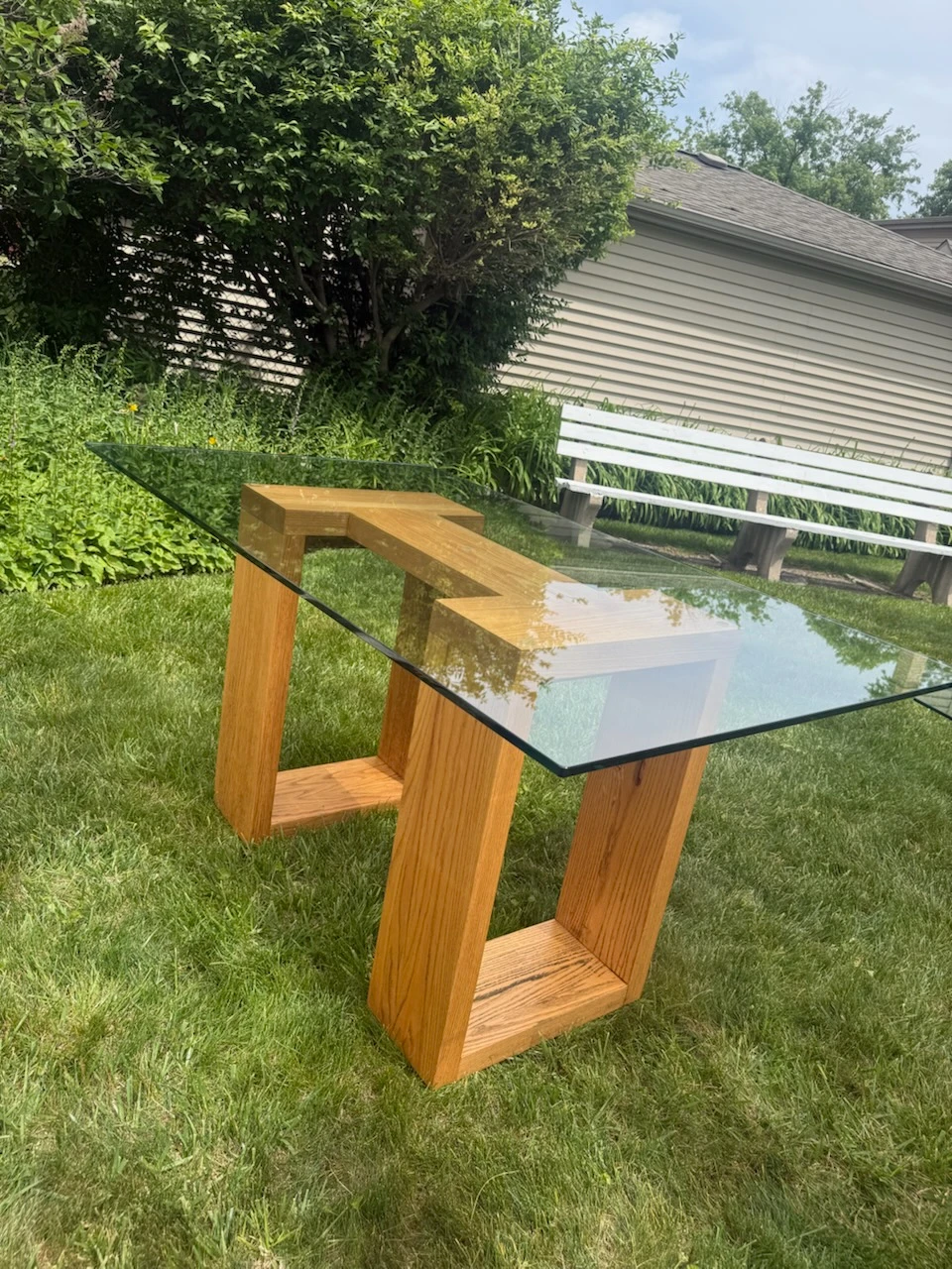Modern Glass and Wood Side Table