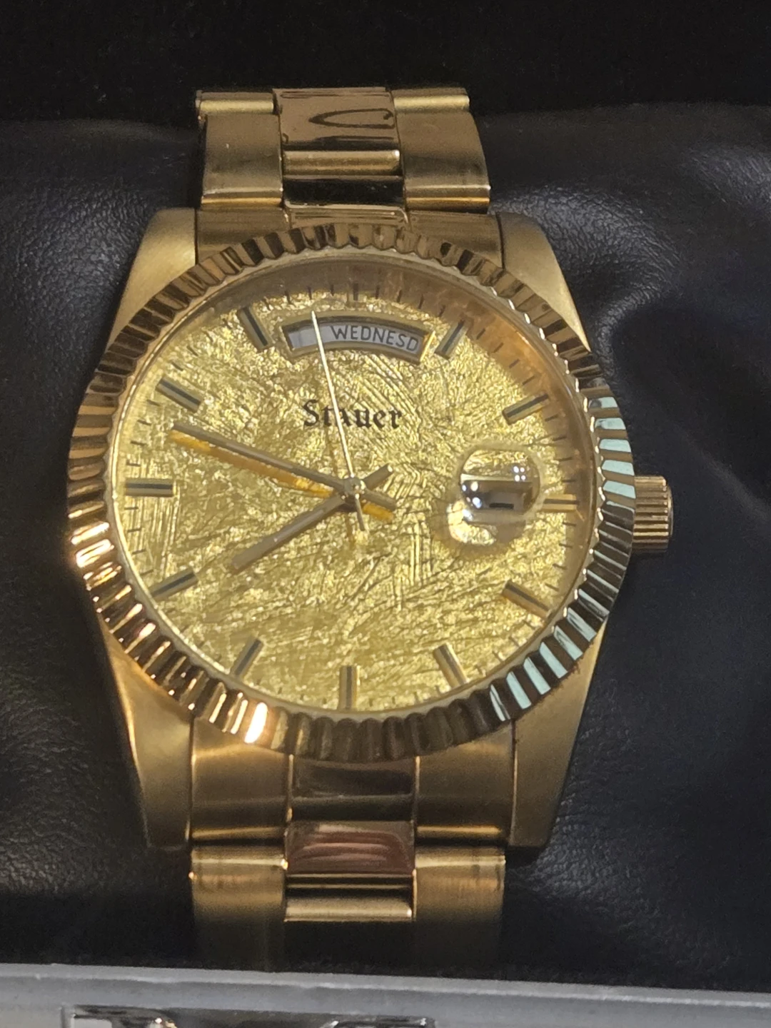Stauer Gold-Tone 35mm Quartz Watch with 24K Gold Leaf Face Bezel - photo 2