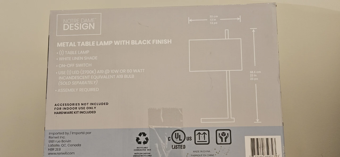 Notre Dame Design Metal Table Lamp with Black Finish - photo 2