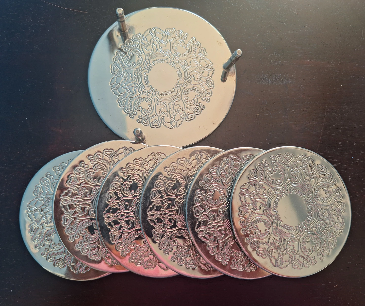 3 sets of vintage silver-plated coasters - photo 2