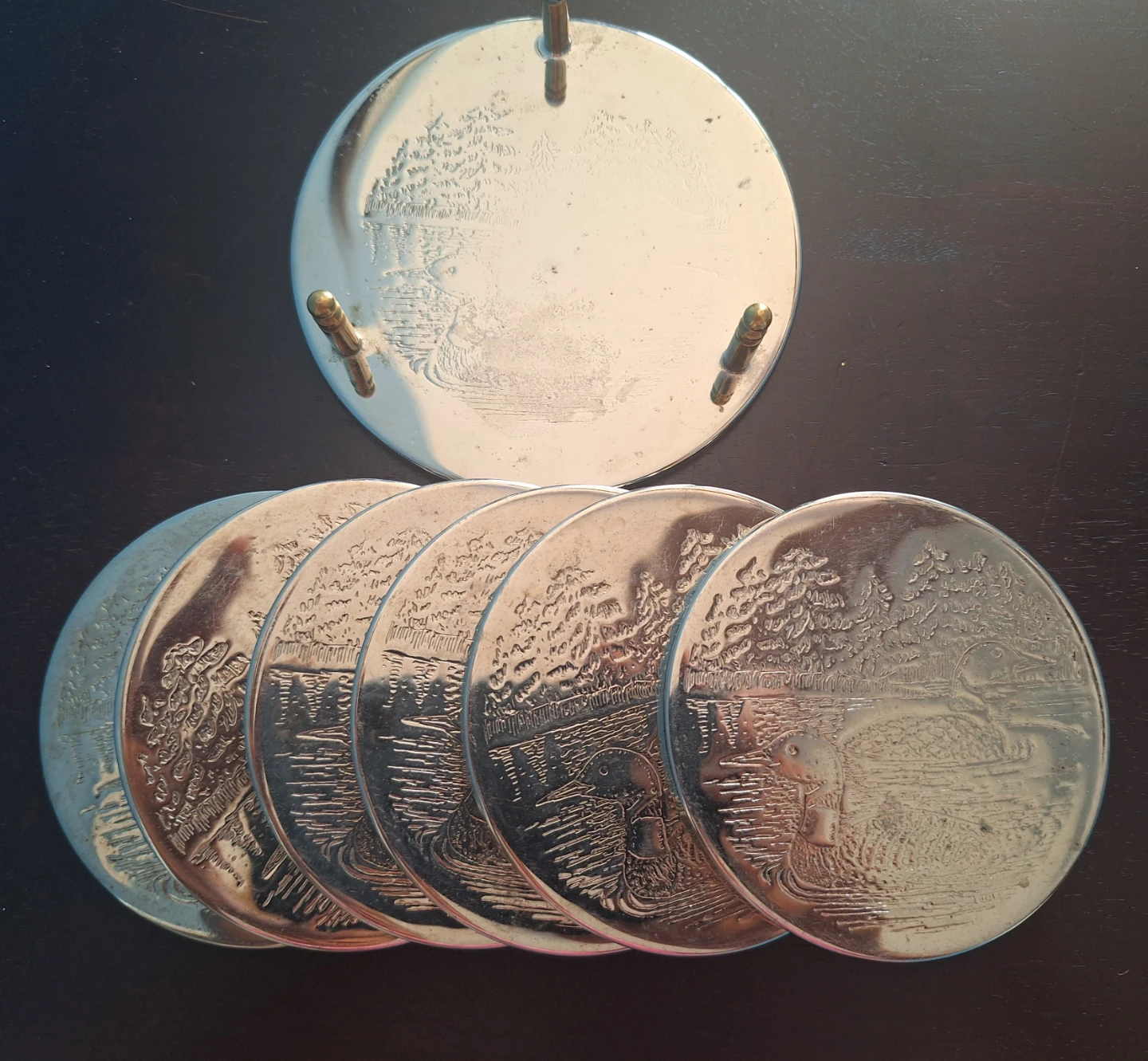 3 sets of vintage silver-plated coasters - photo 3