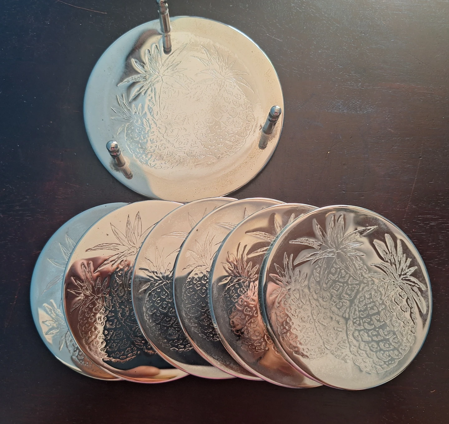 3 sets of vintage silver-plated coasters - photo 4