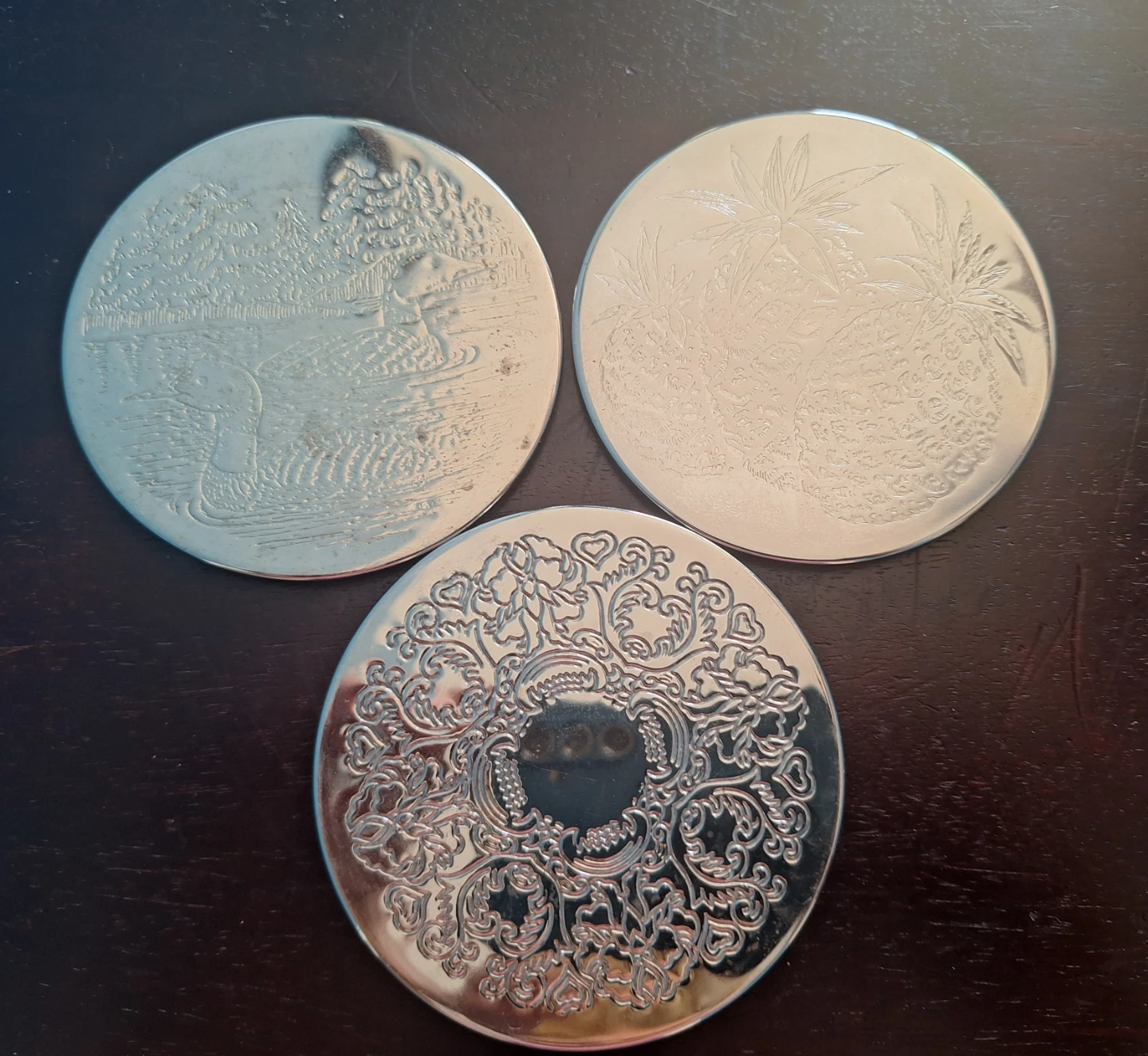 3 sets of vintage silver-plated coasters - photo 5