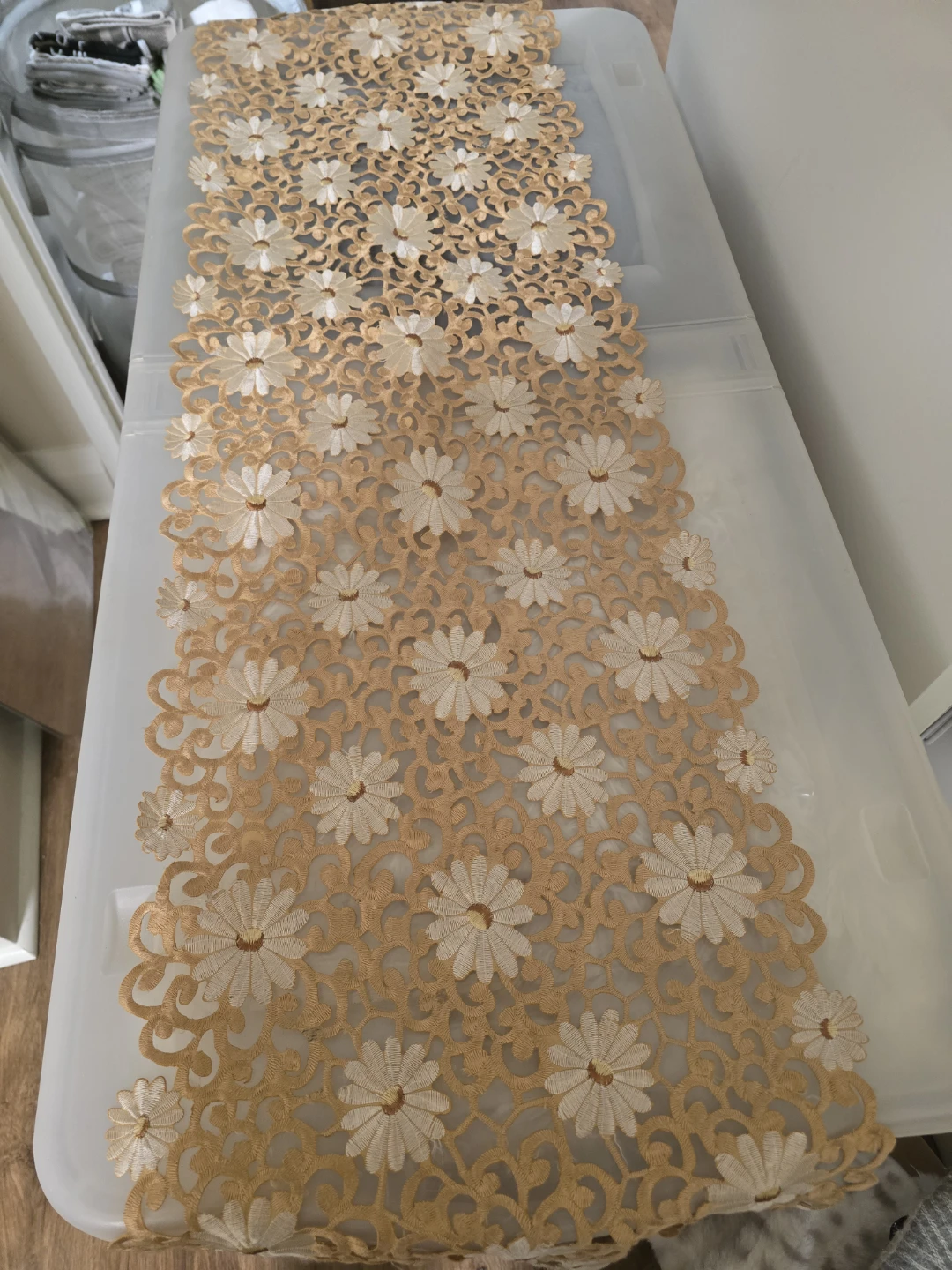 Gold Lace Floral Table Runner