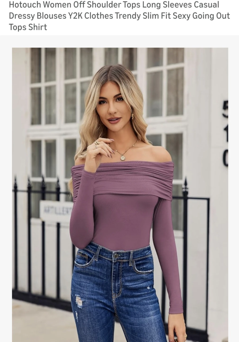 Hotouch Women's Off Shoulder Long Sleeve Top - XL