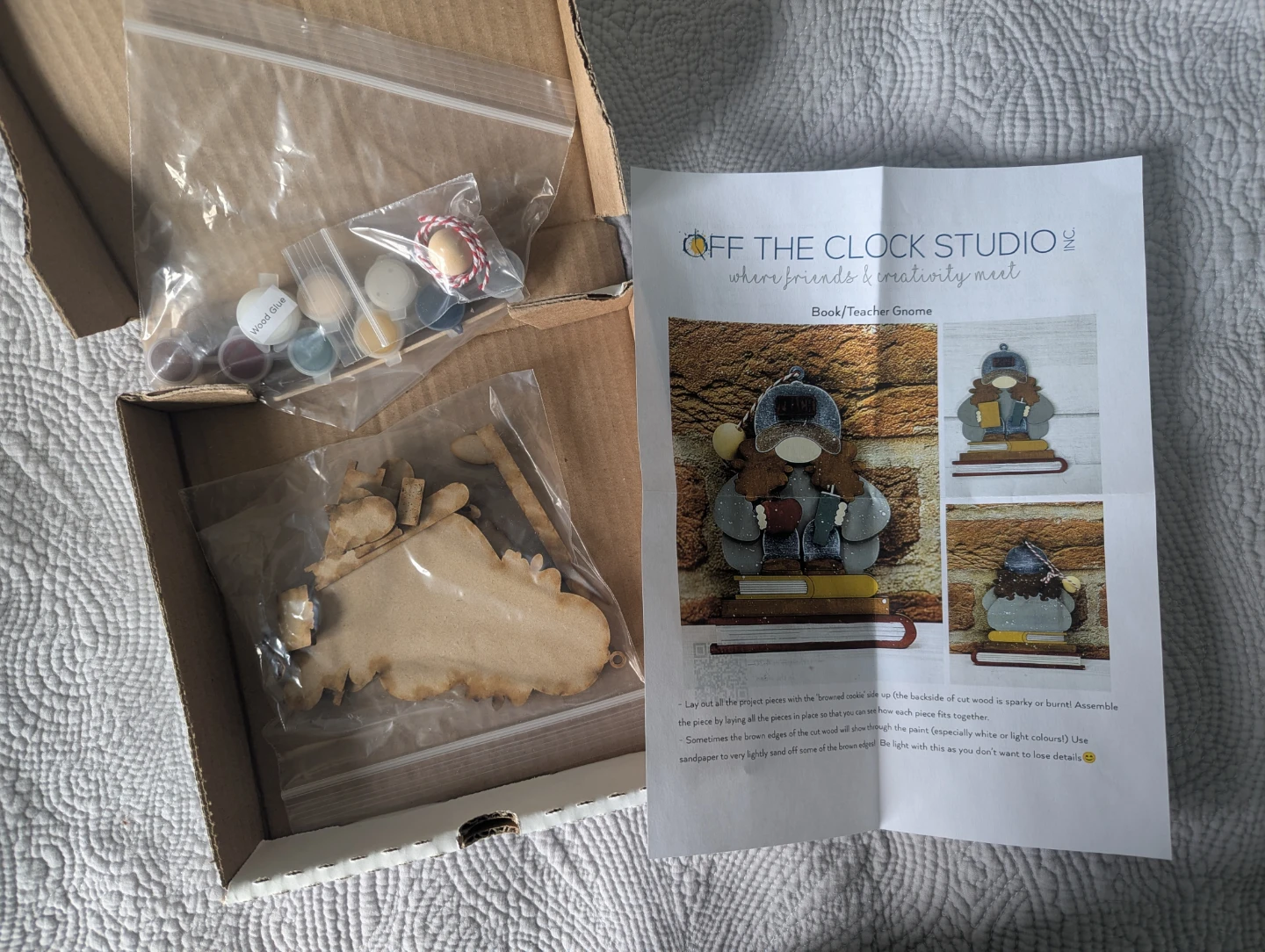 New DIY wood ornament kit. Theme: teacher or book gnome
