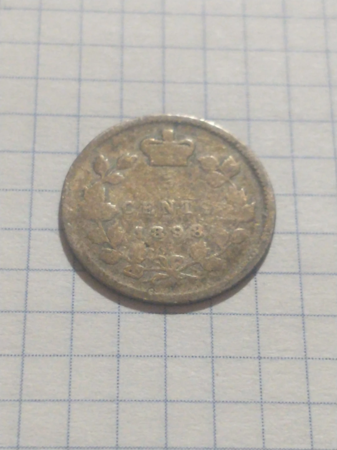 KM #2 1898 Canada five cent Victoria .925 silver coin, poor