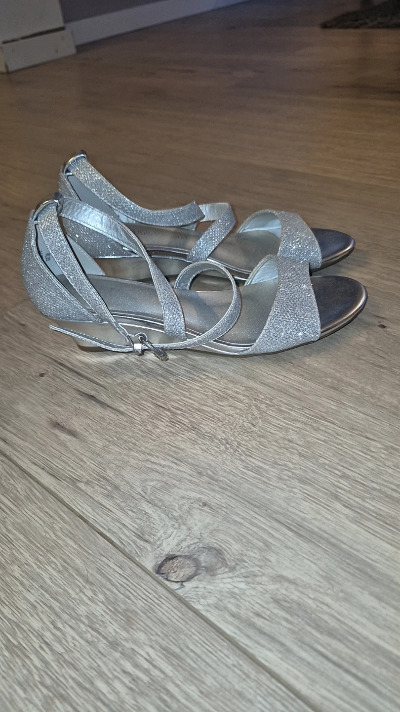 Silver Glitter Wedge Sandals - photo 2