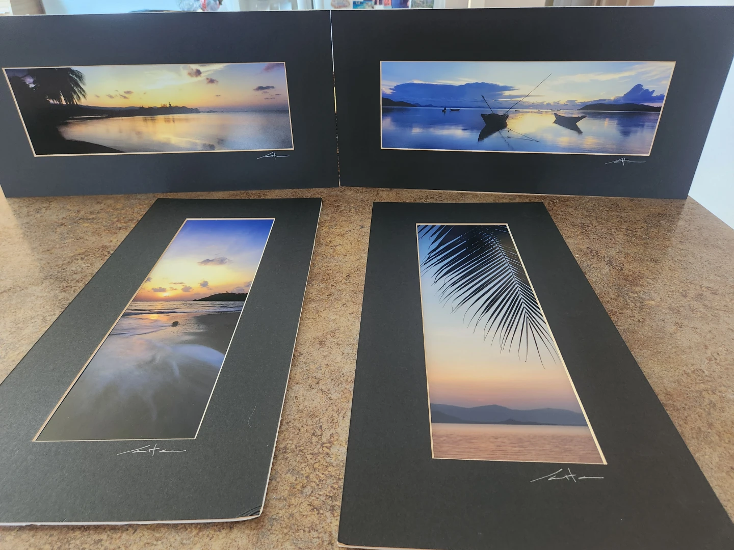 Framed Tropical Sunset Photo Prints (Set of 4)