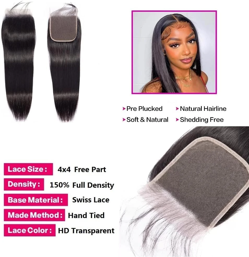 Straight Hair Bundles with 4x4 Lace Closure - photo 5