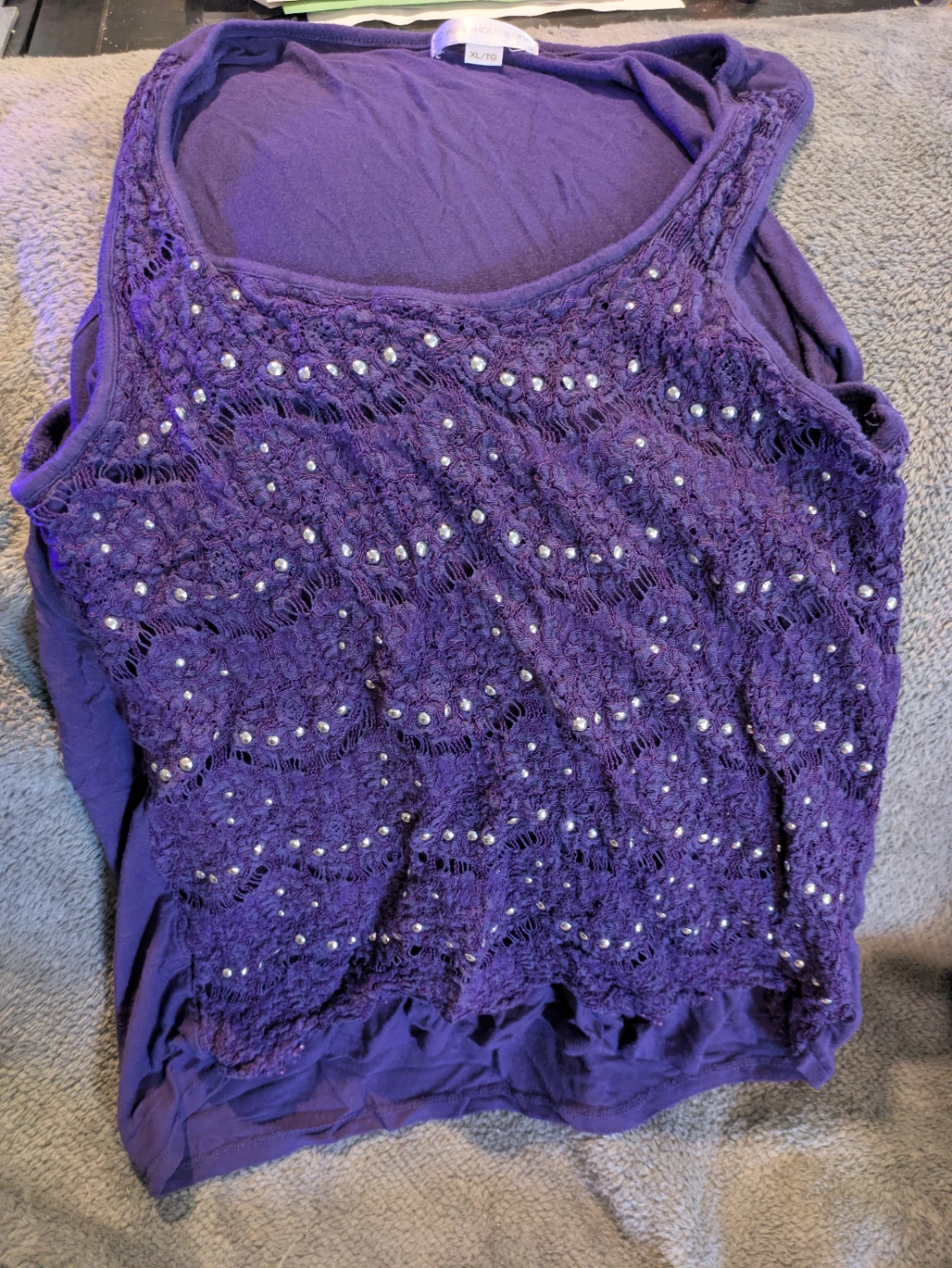 Purple Embellished Tank Top