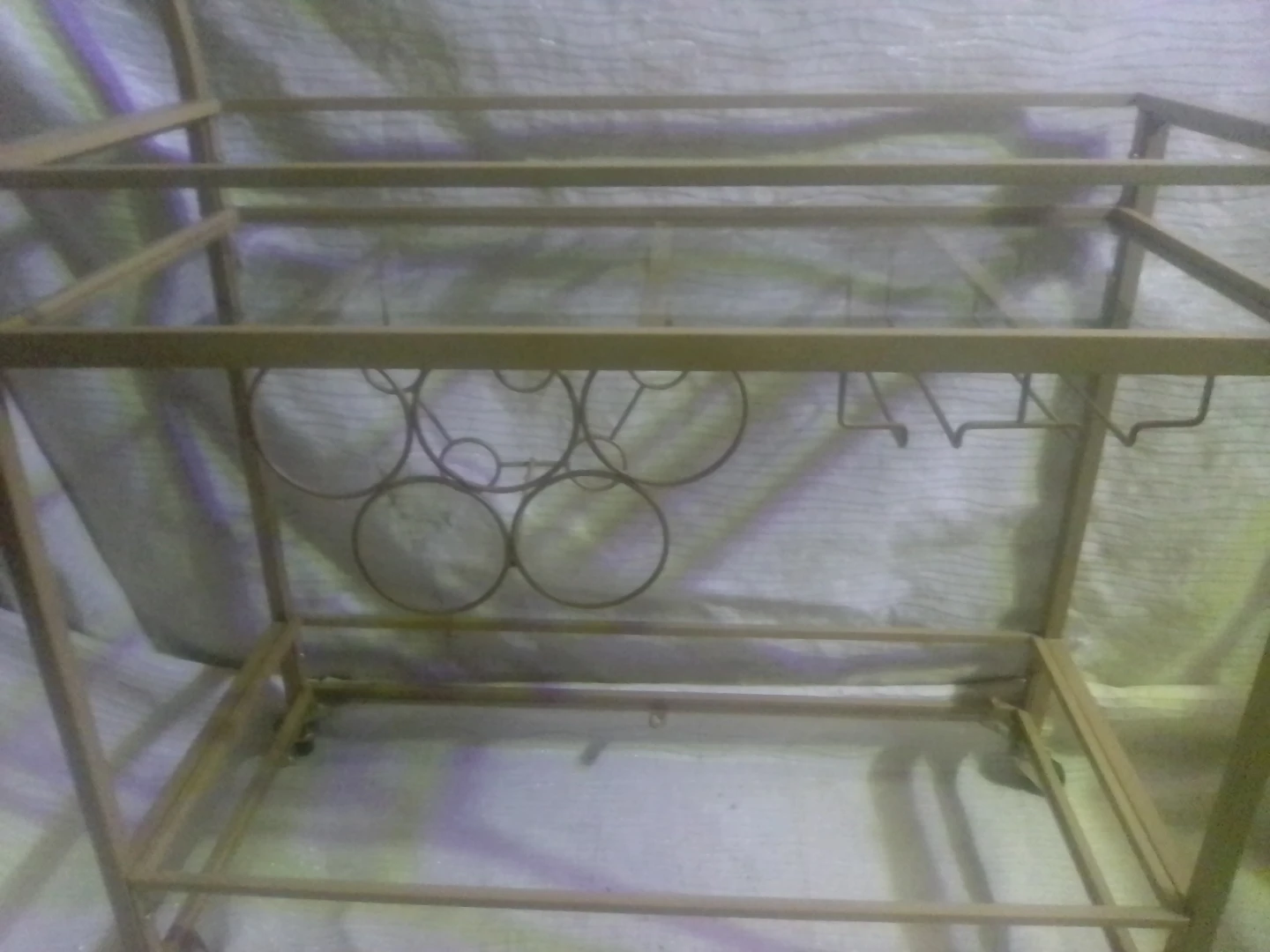 Brass and Glass Bar Cart with Wine Rack - photo 2