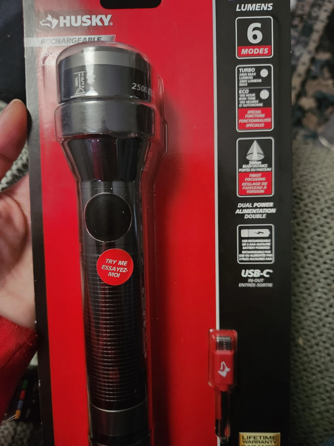 Husky Rechargeable LED Flashlight - 2500 Lumens