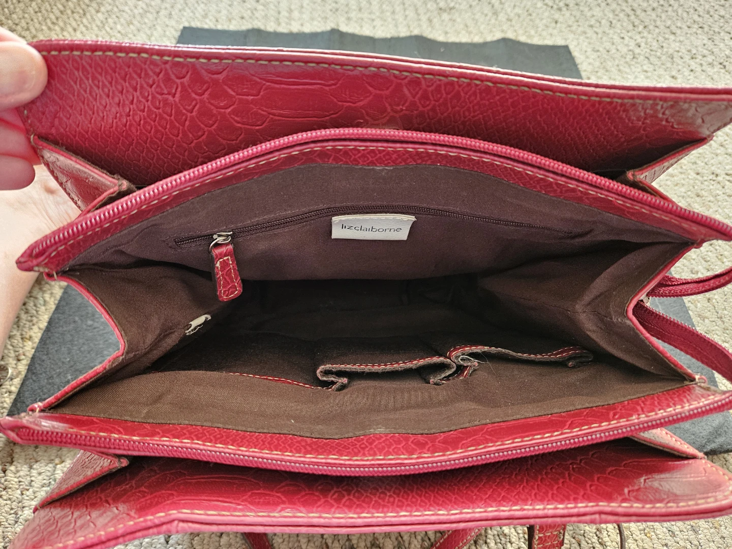Liz Claiborne Red Snakeskin Handbag - photo 4