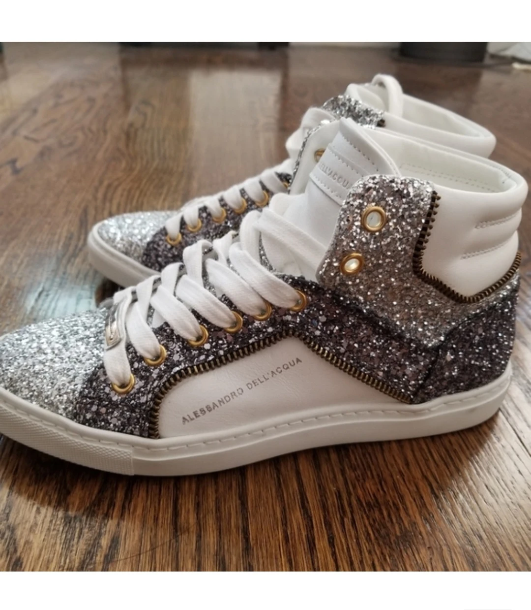 NEW Alessandro Dell'Acqua Glitter High Top Sneakers