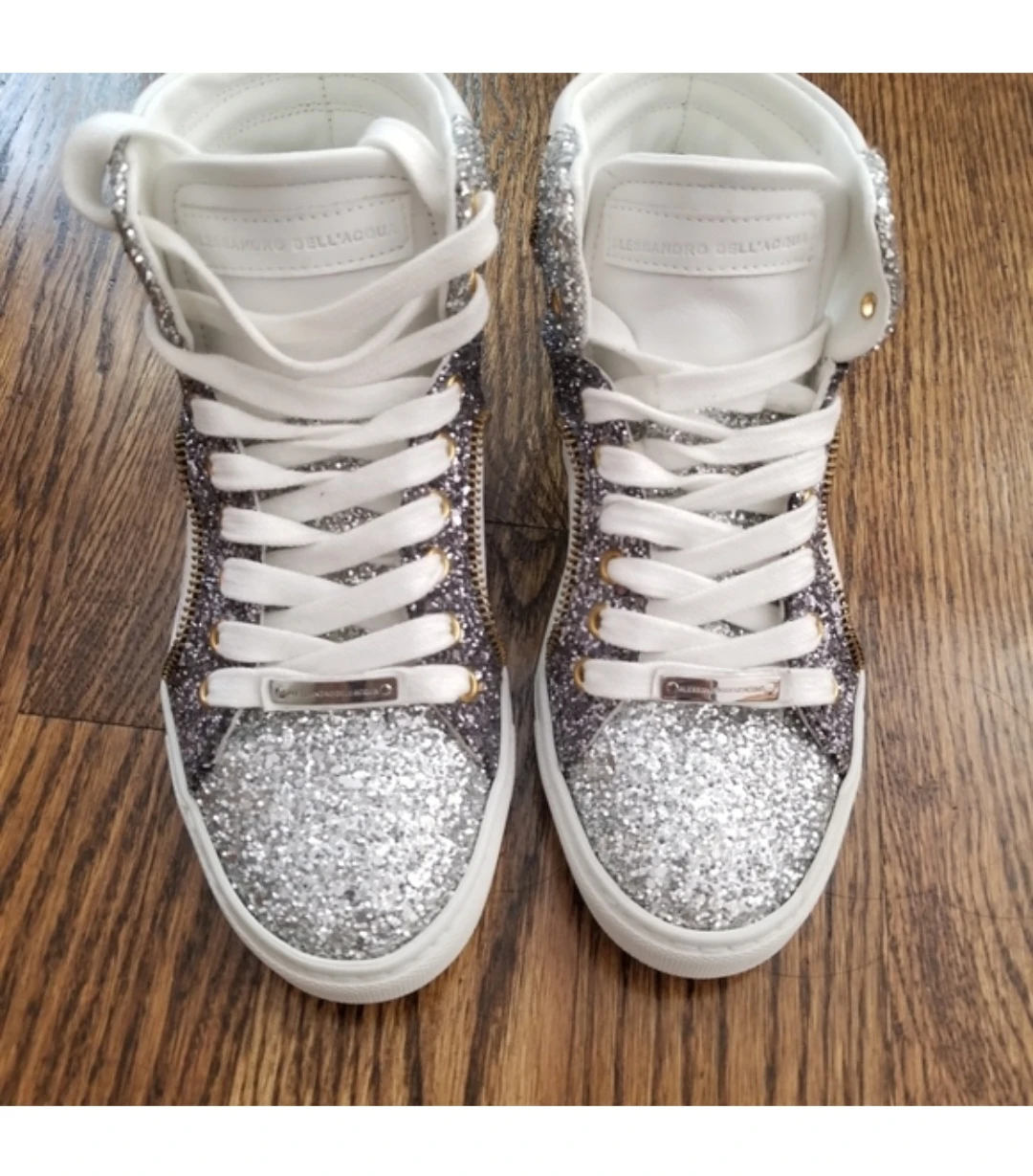 NEW Alessandro Dell'Acqua Glitter High Top Sneakers - photo 2